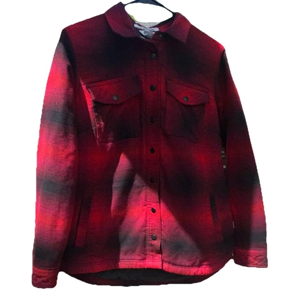 Duluth Trading AKHG Folklore Flannel Shacket Men’s M Red Black Lined Jacket